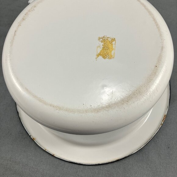 Antique Enamel Child Potty with Handle Metal Enamelware - Picture 2 of 6